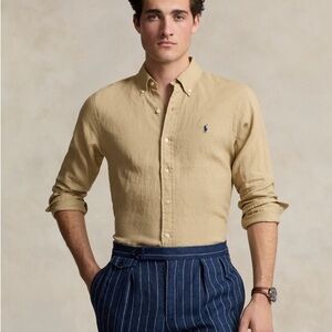 R2-25 NWT Size M Men’s POLO RALPH LAUREN Clbdppcprps Line Long shirt KHAKI